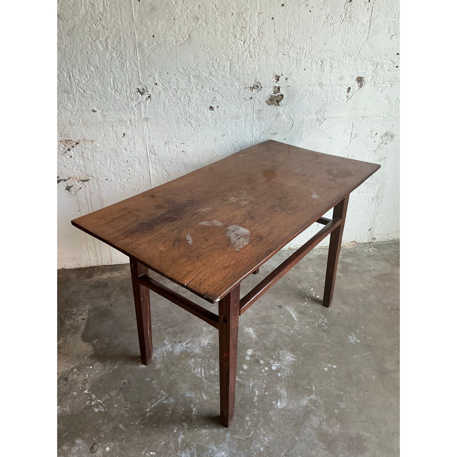 Vintage Boho Distressed Wood Console Table - Back view