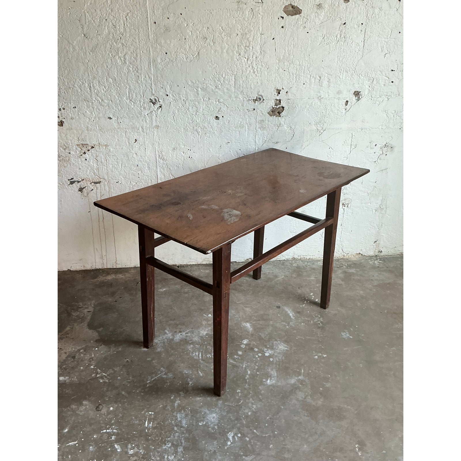 Vintage Boho Distressed Wood Console Table - Top view