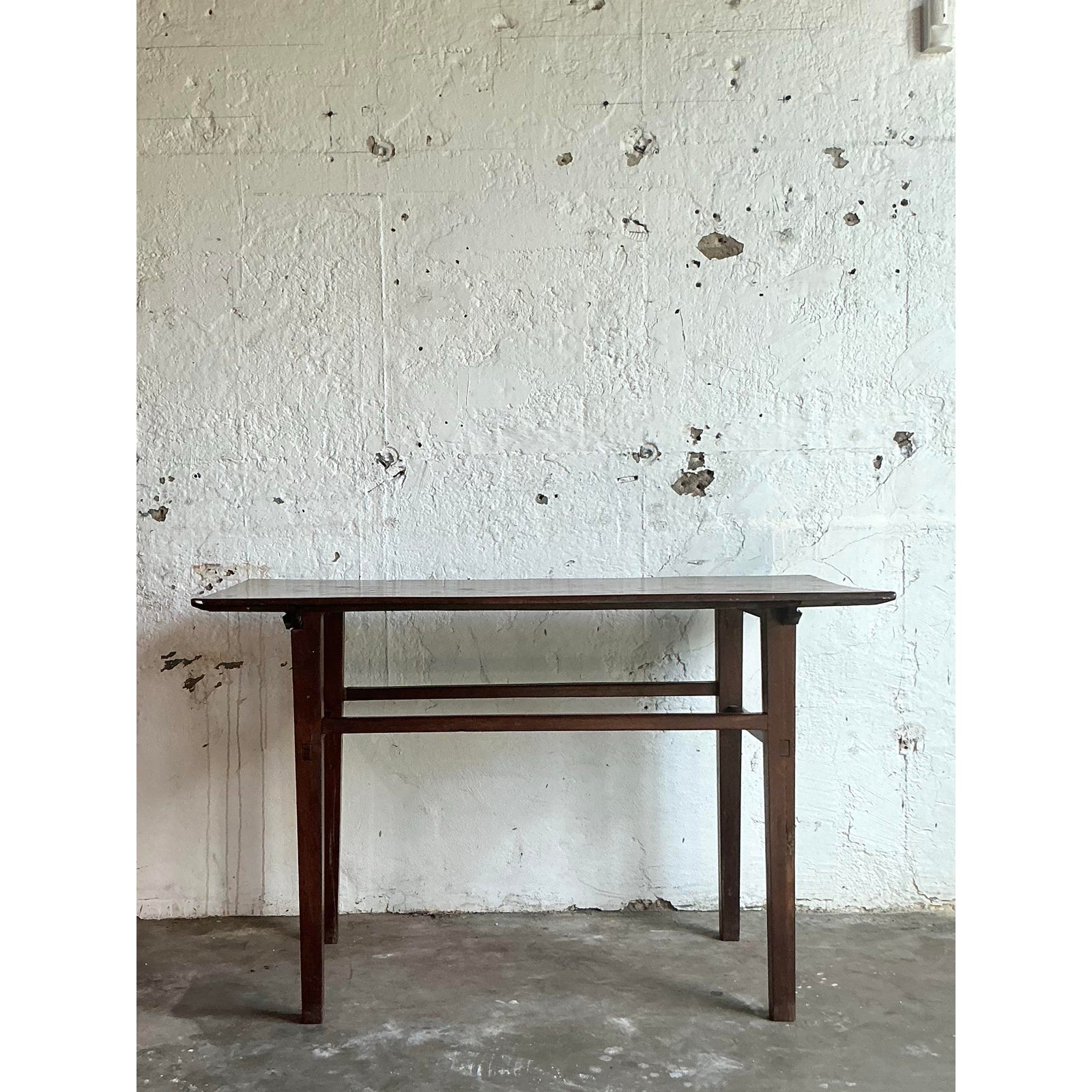Vintage Boho Distressed Wood Console Table - Detail view
