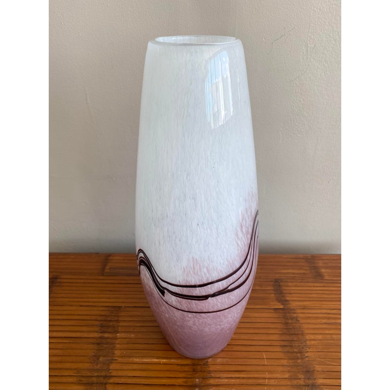 Vintage Boho Hand-Blown Art Glass Vase - Back view