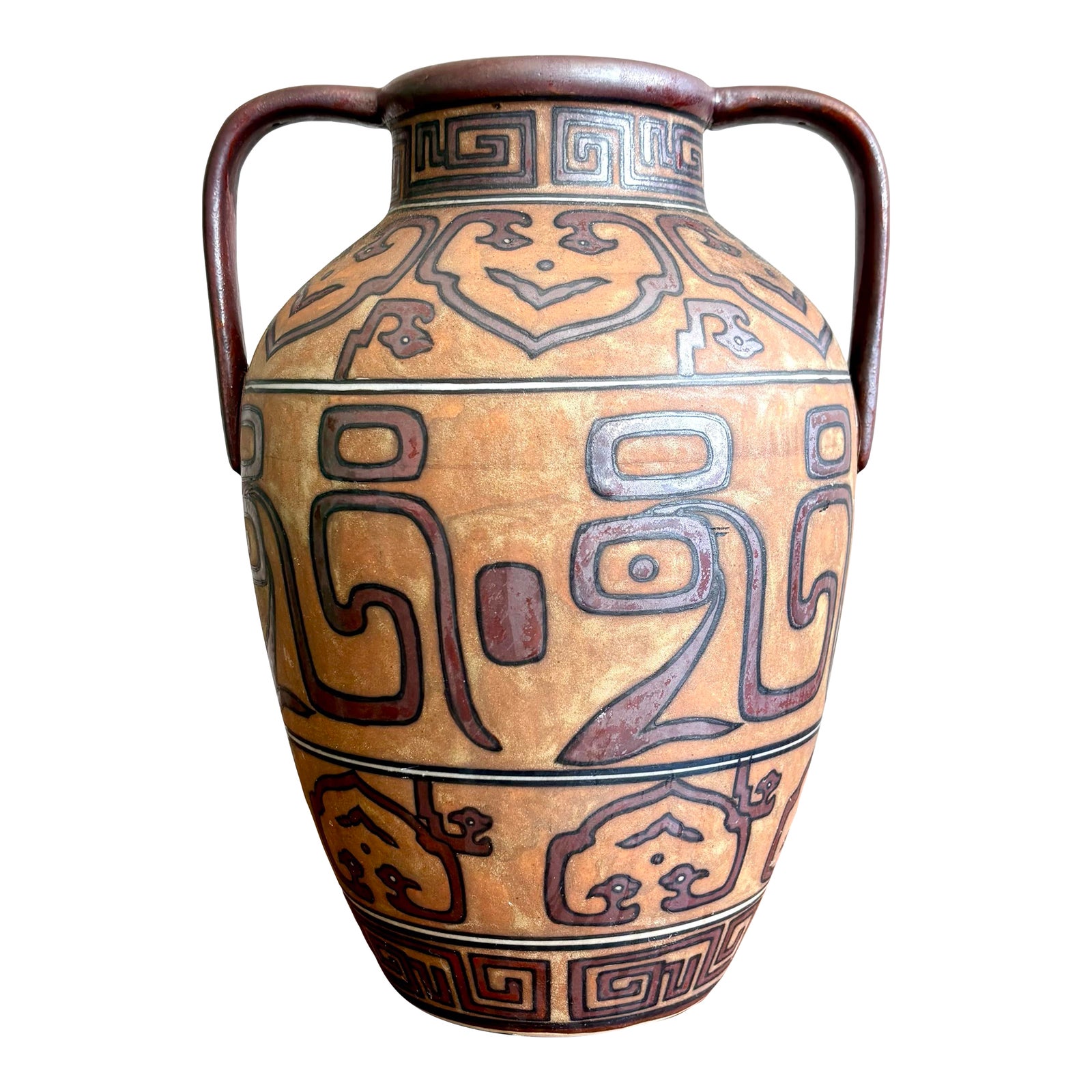Vintage Boho Geometric Terracotta Jug