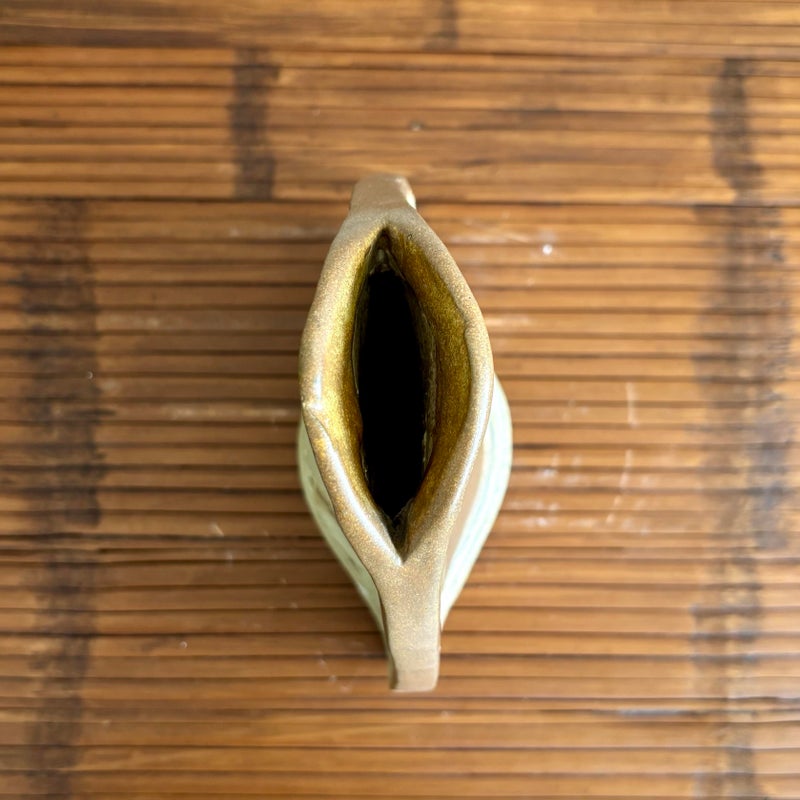 Vintage Boho Rustic Studio Pottery Vase - Top view