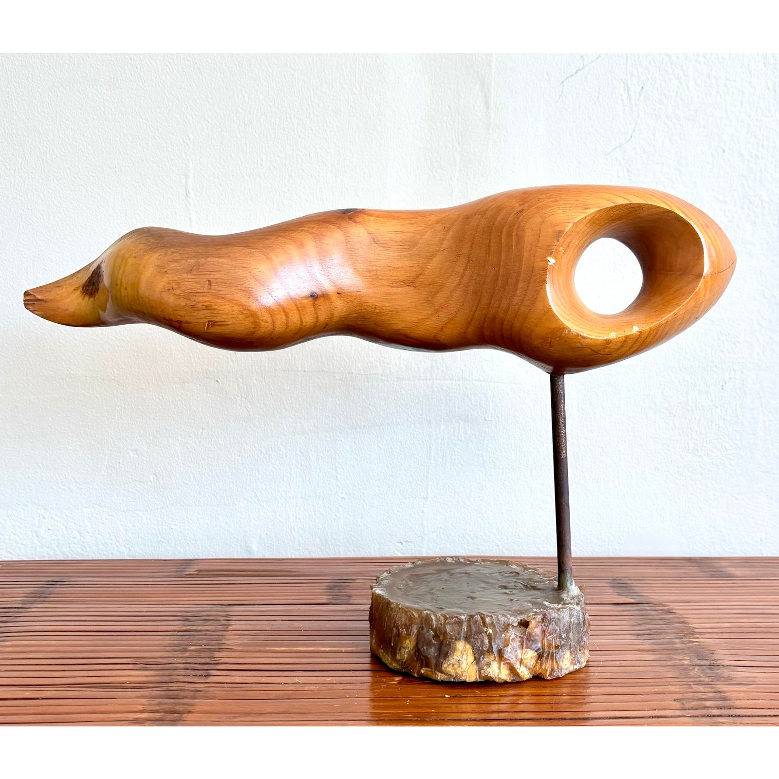 Vintage Boho Carved Wood Sculpture - Detail view