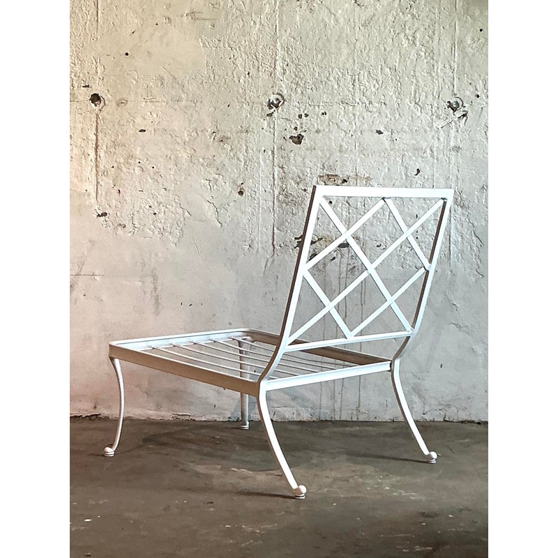 Vintage Boho Trellis Lounge Slipper Chair After Brown Jordan - Top view