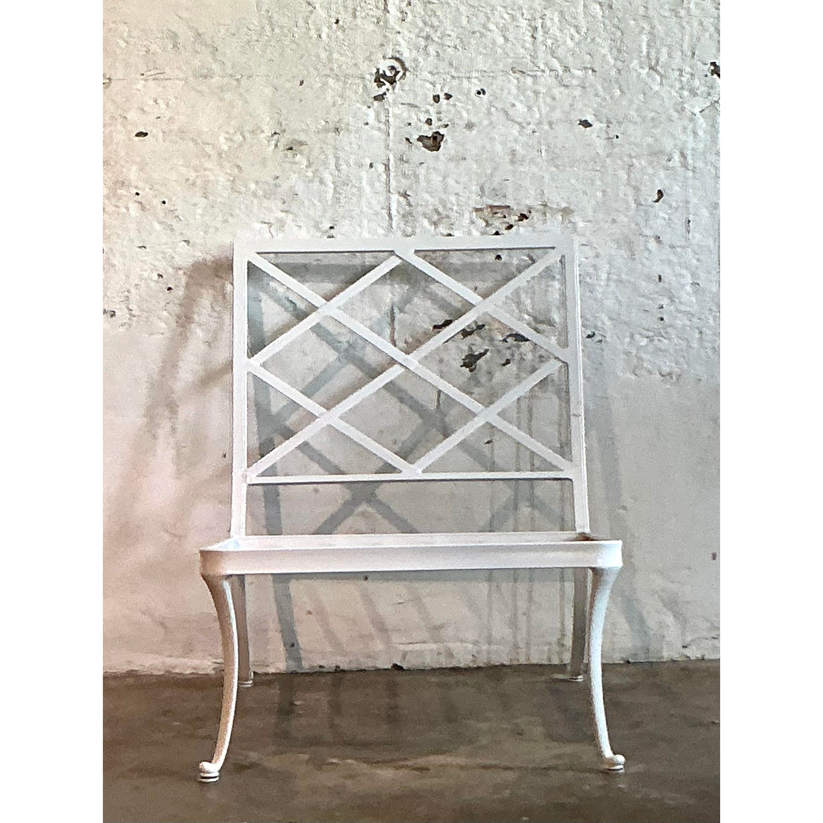 Vintage Boho Trellis Lounge Slipper Chair After Brown Jordan - Detail view