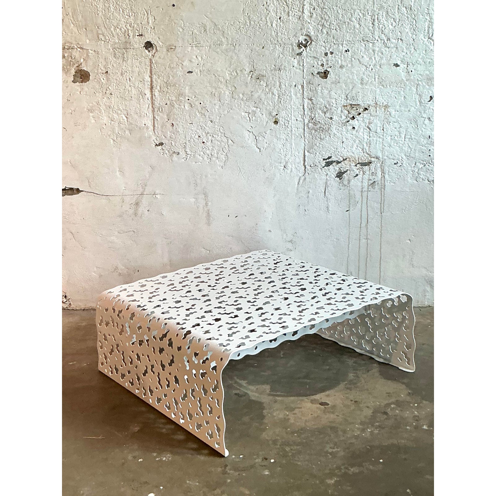 Vintage Boho Punch Cut “Topiary” Coffee Table After Richard Schultz - Top view