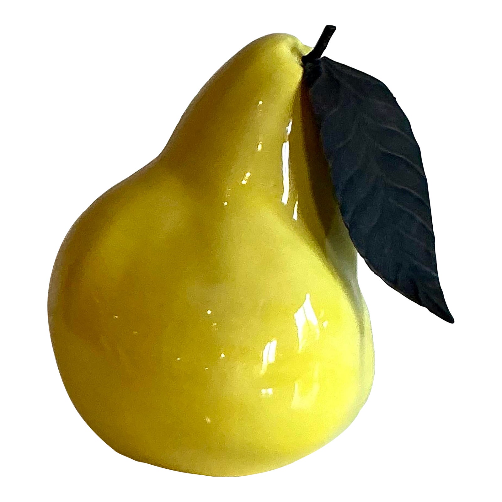 Vintage Boho Glazed Ceramic Monumental Pear