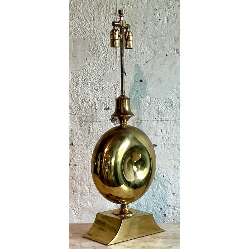 Vintage Boho Polished Brass Lamps - Back view