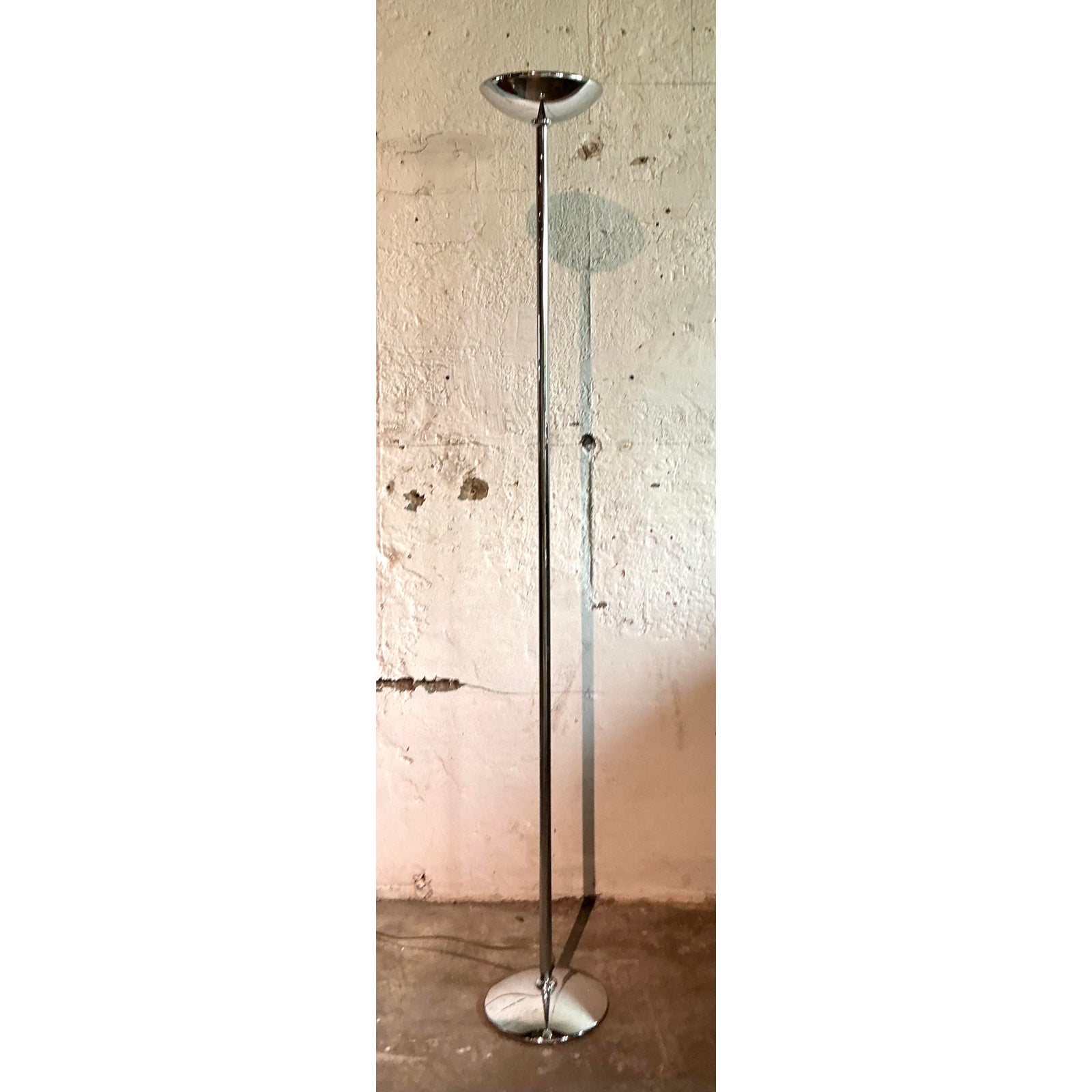 Vintage Boho Polished Chrome Halogen Floor Lamp - Back view