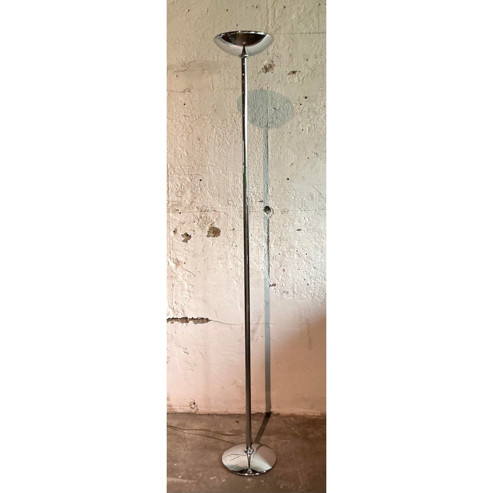Vintage Boho Polished Chrome Halogen Floor Lamp - Side view