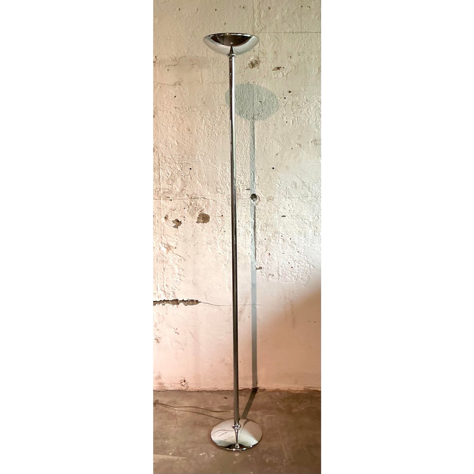 Vintage Boho Polished Chrome Halogen Floor Lamp - Detail view