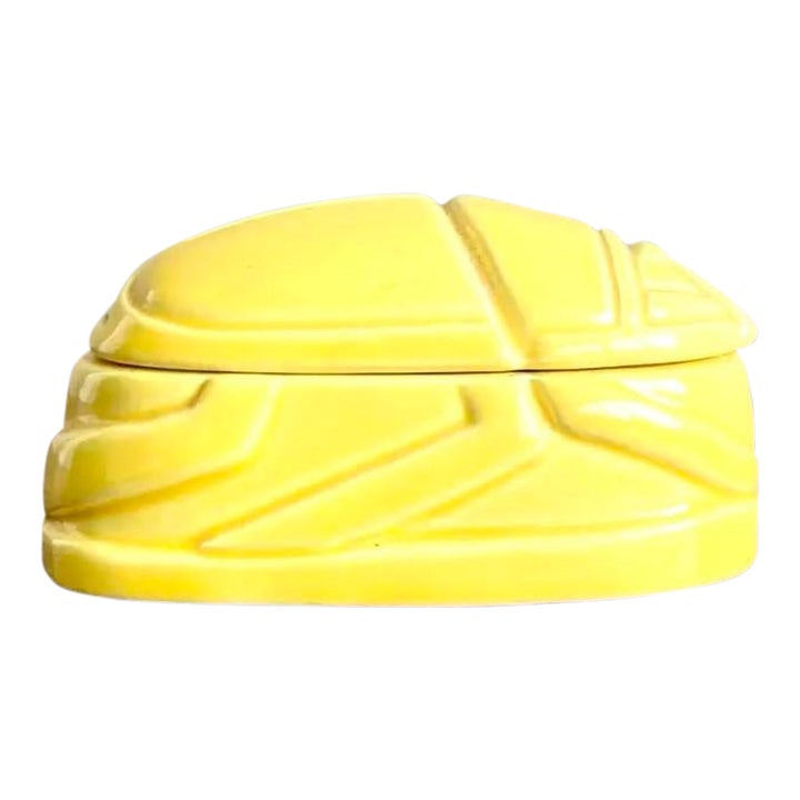 Vintage Boho Ceramic Scarab Trinket Box by Tiffany & Co.