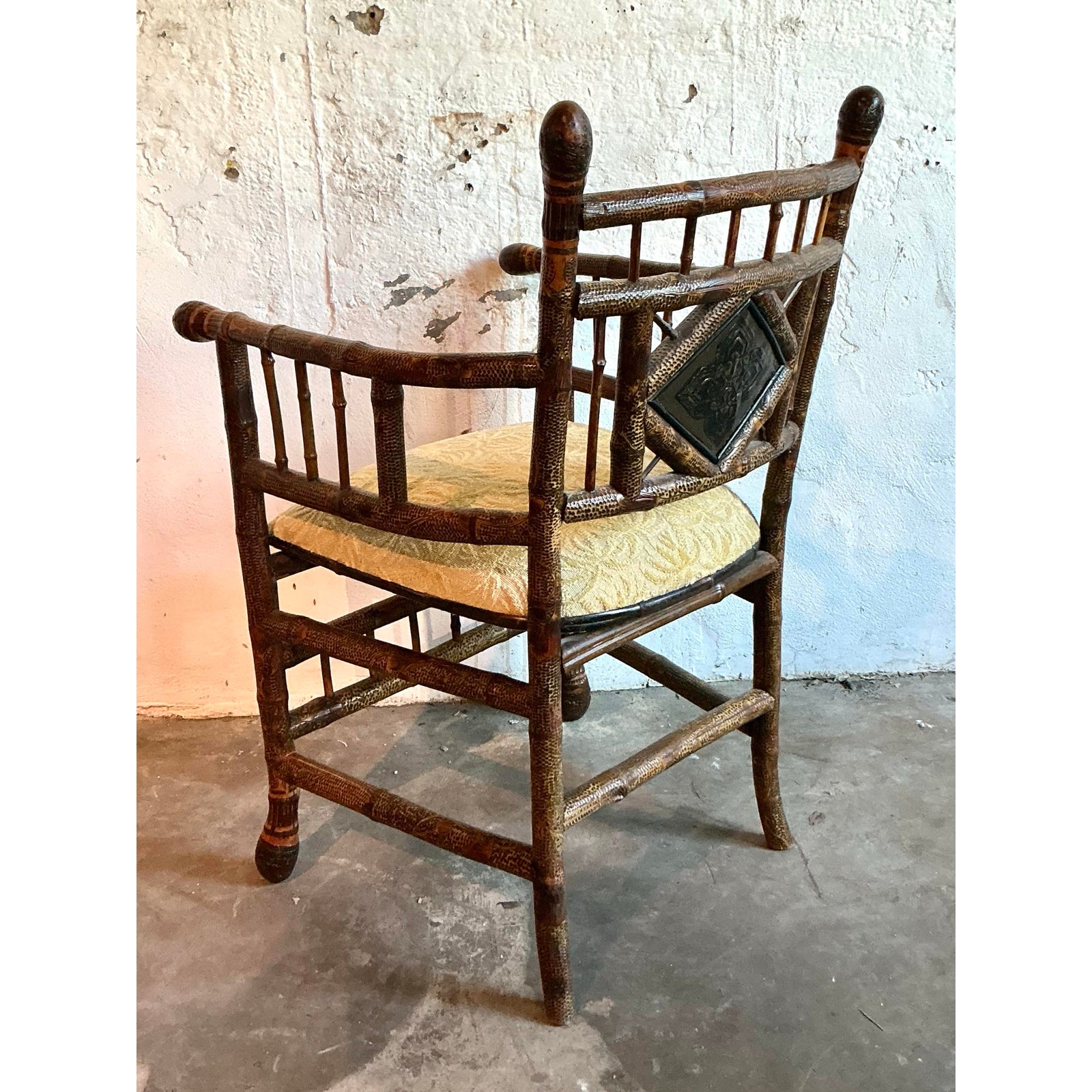 Vintage Boho Bamboo Arm Chair - Top view