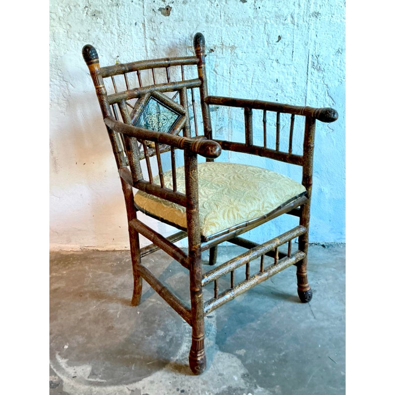Vintage Boho Bamboo Arm Chair - Back view