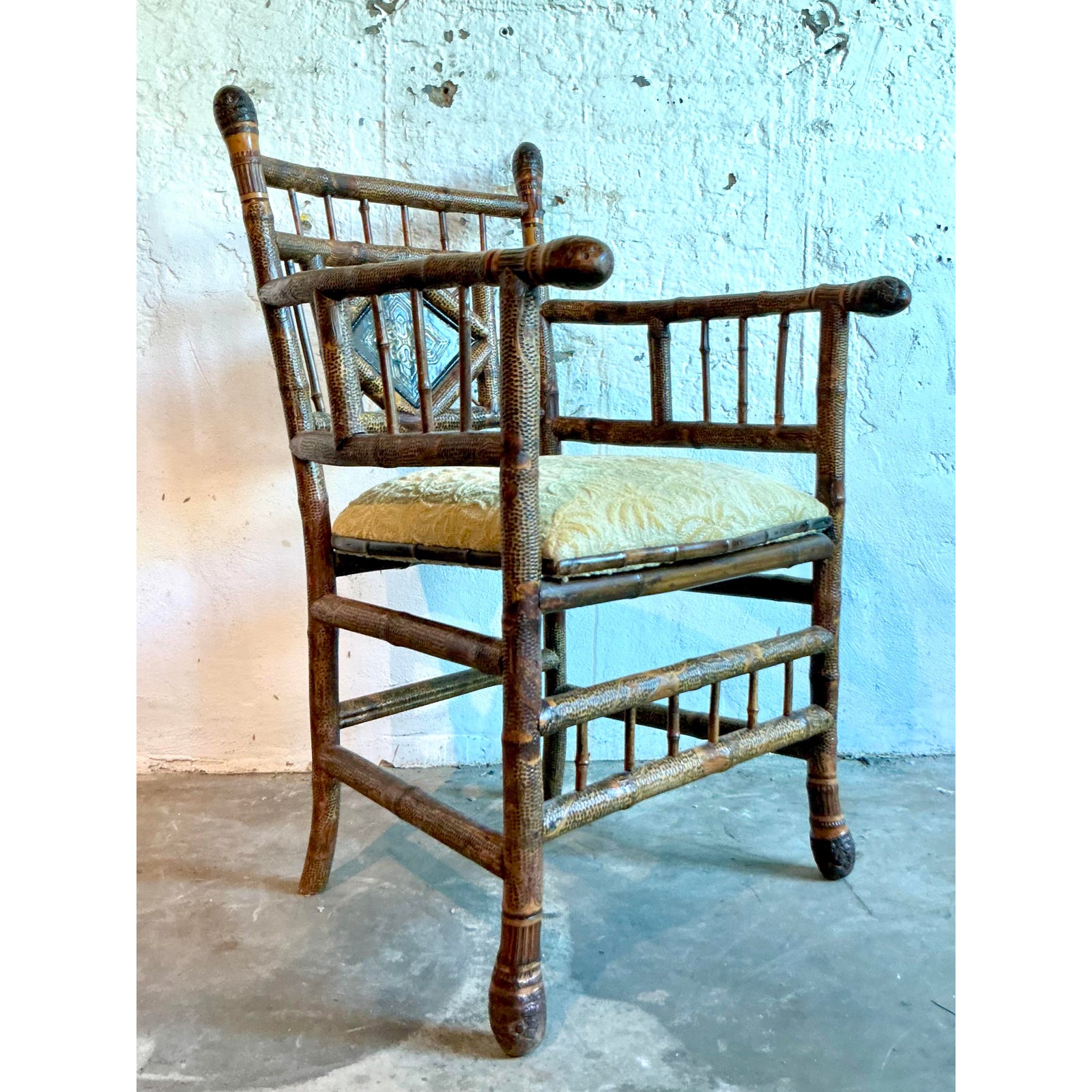 Vintage Boho Bamboo Arm Chair - Detail view