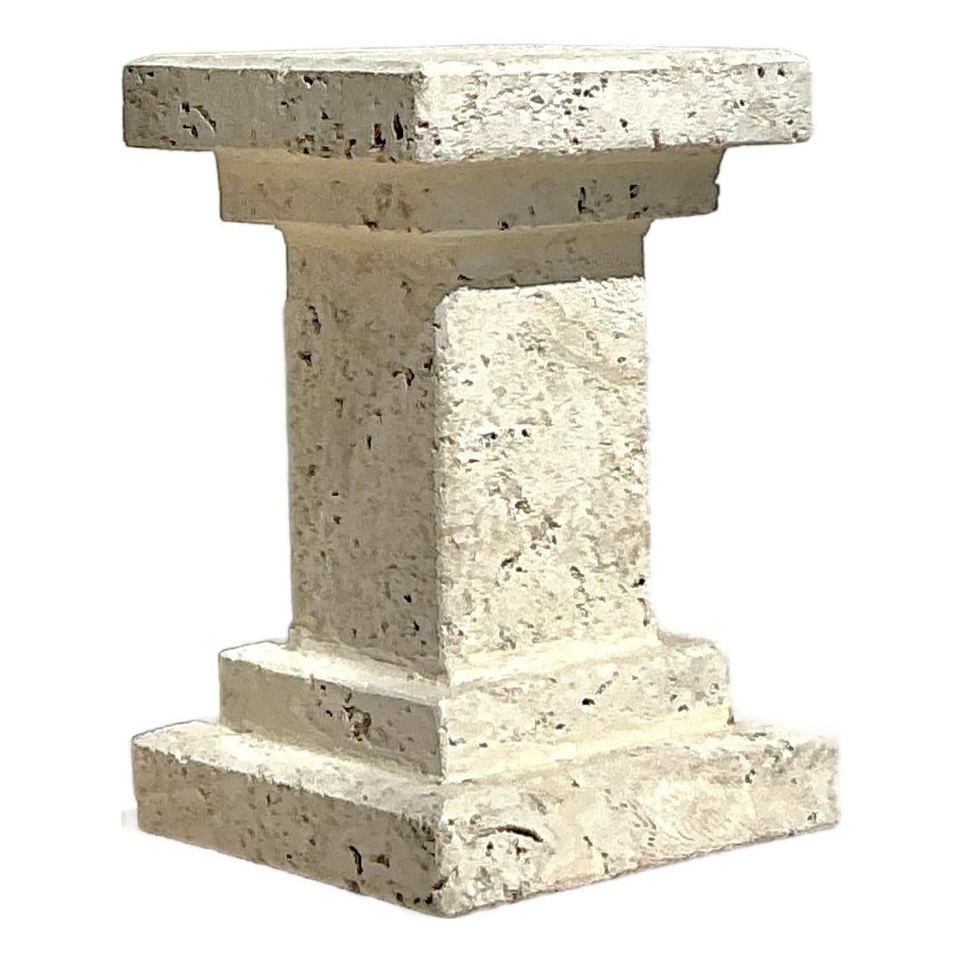 Vintage Boho Carved Coquina Pedestal