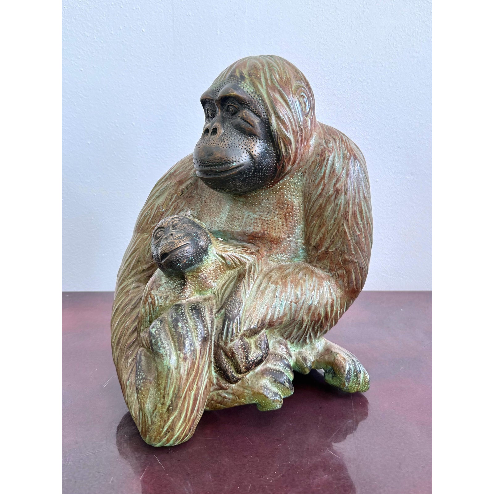 Vintage Boho Sculpture Bronze Monkey - Top view