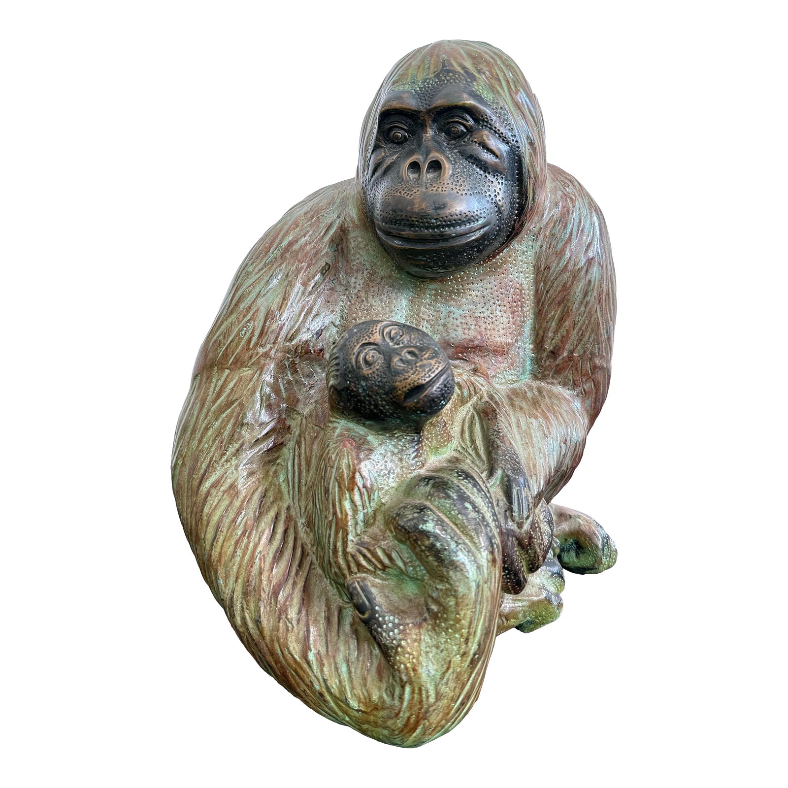 Vintage Boho Sculpture Bronze Monkey