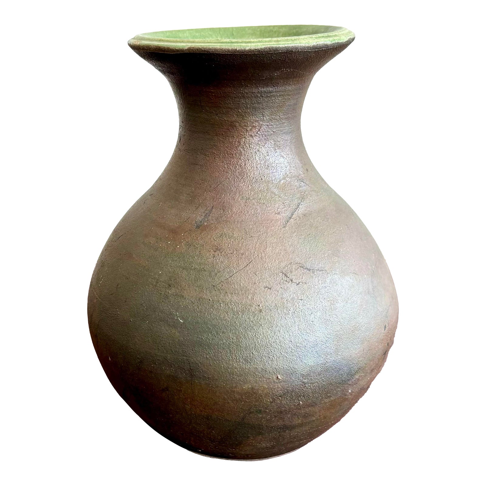 Vintage Boho Bulbous Earth Toned Vase With Matte Finish