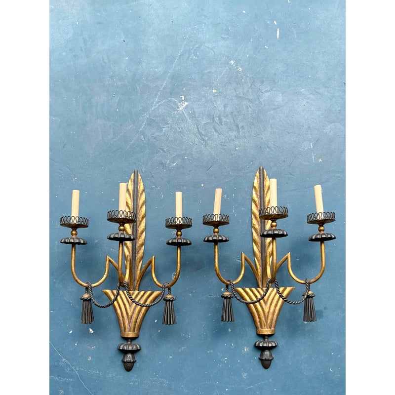 Vintage Regency Gilt Swag Sconce - A Pair - Side view