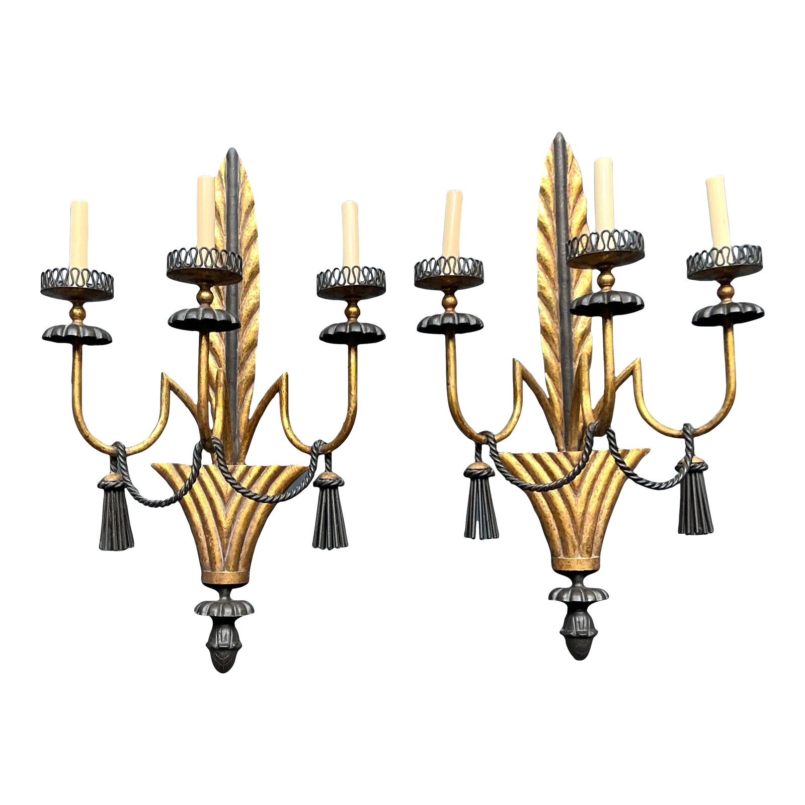 Vintage Regency Gilt Swag Sconce - A Pair