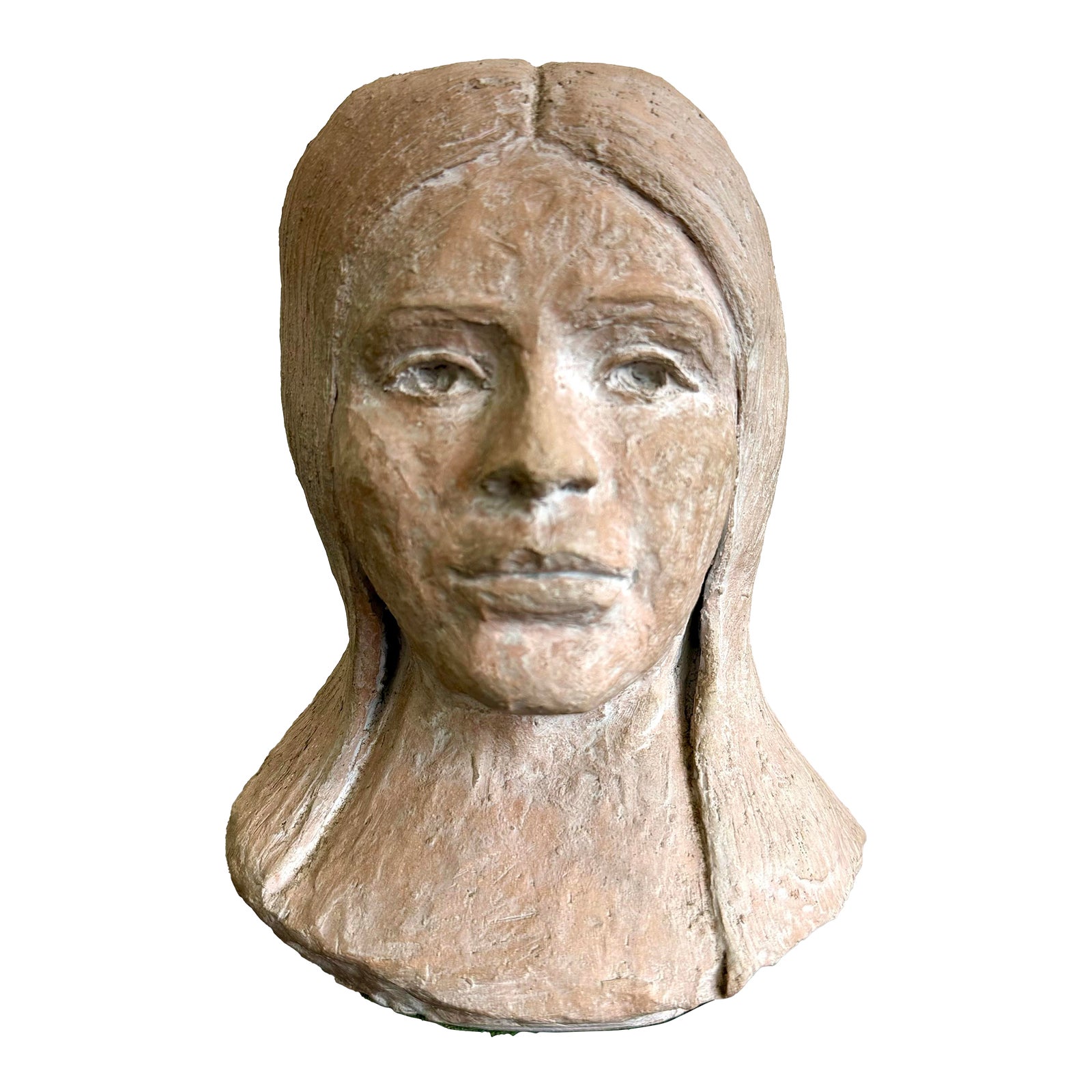 Vintage Boho Slab Built Ceramic Bust of Woman