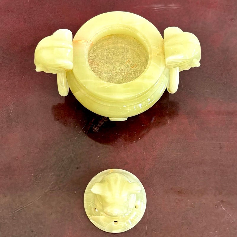 Vintage Boho Onyx Lidded Bowl - Back view