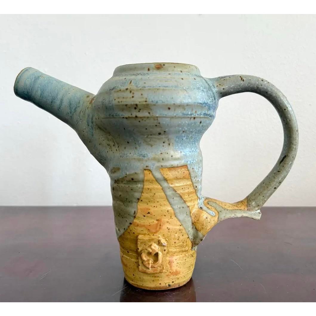Vintage Boho Studio Pottery Pitcher - Side view