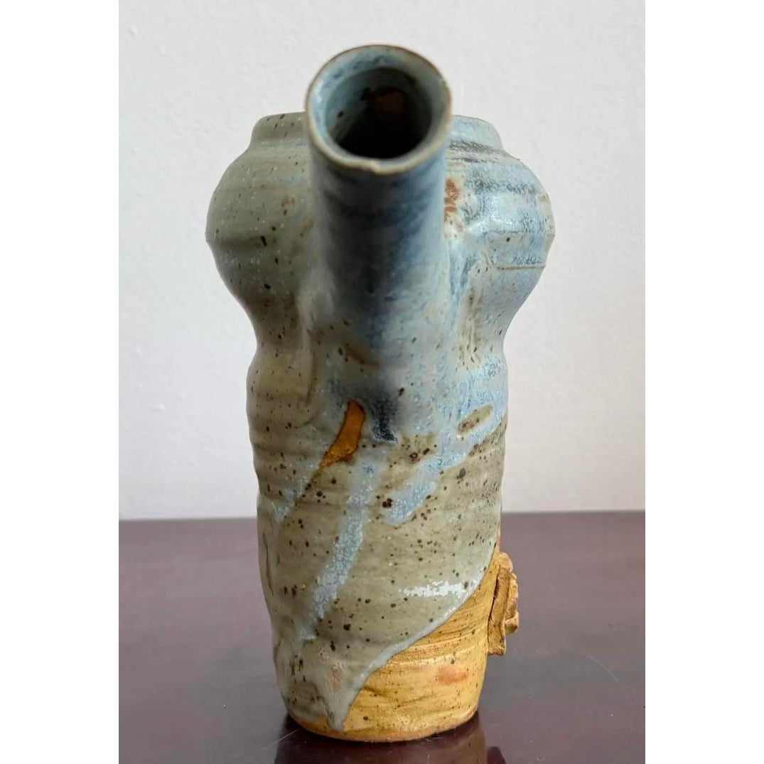 Vintage Boho Studio Pottery Pitcher - Back view