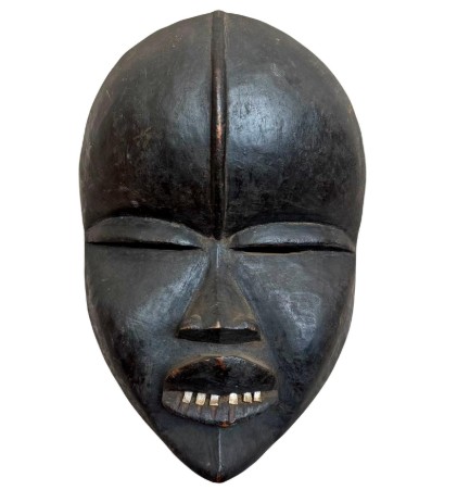 Vintage Boho Hand Carved Wood Painted Mask