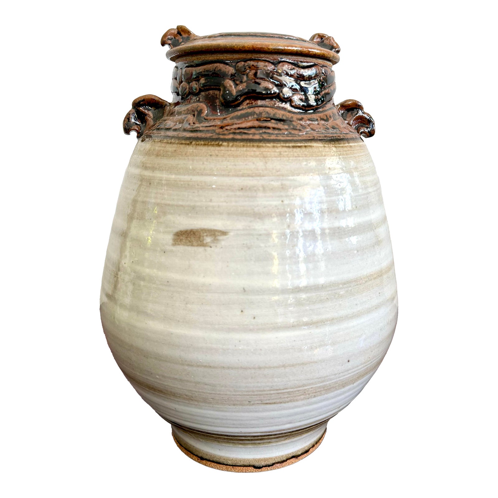 Vintage Boho Glazed Ceramic Jug With Lid