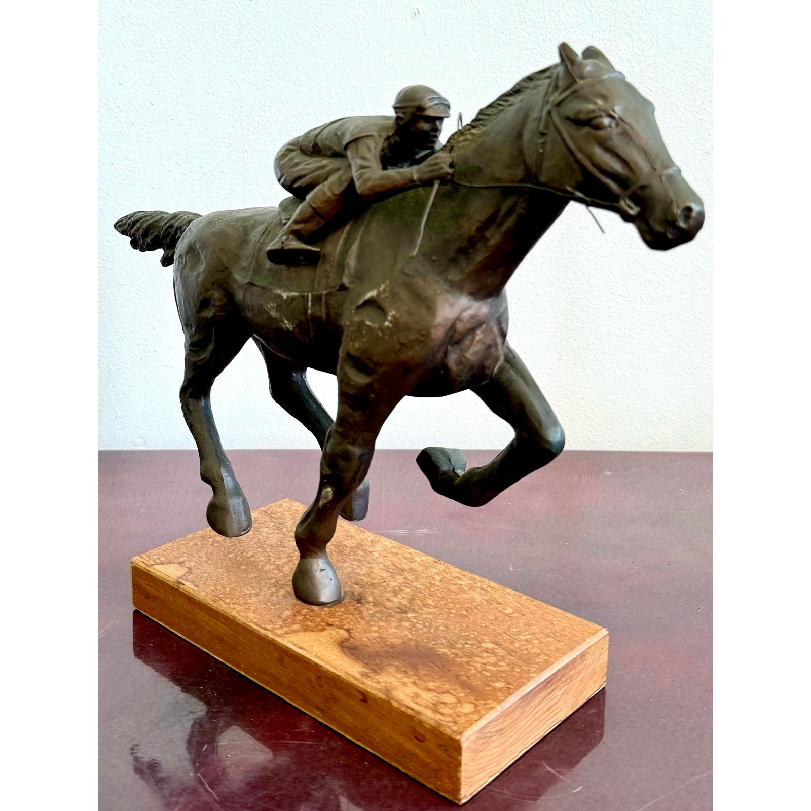 Vintage Boho Bronze Horseback Sculpture - Top view