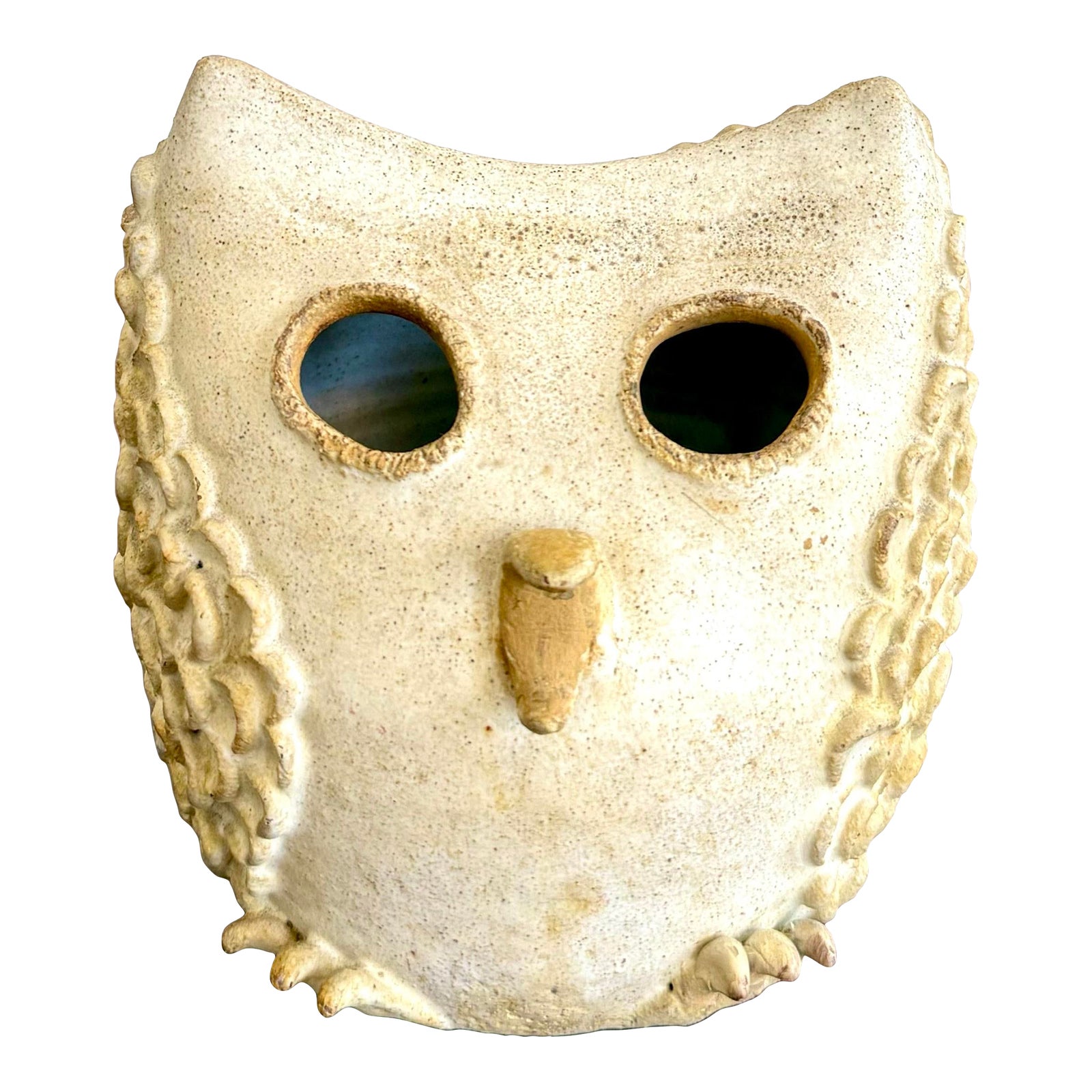 Vintage Boho Charming Textured Owl Studio Pottery