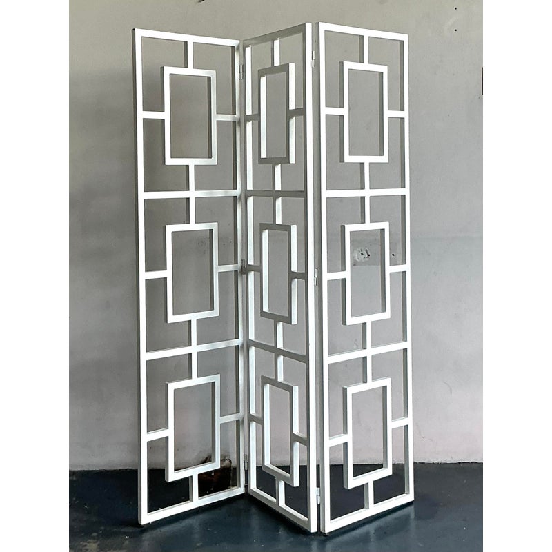Vintage Regency Block Folding Screen - Back view