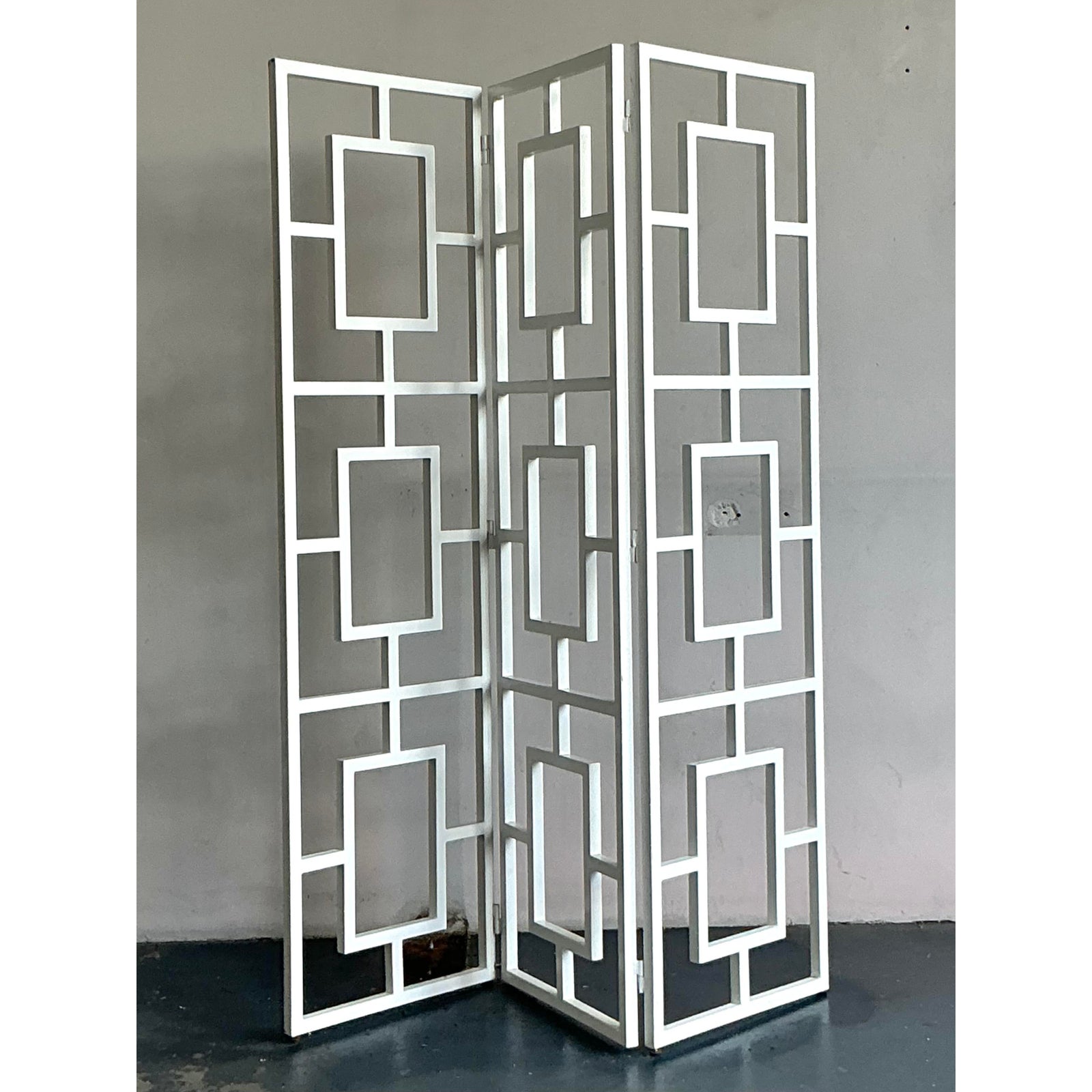 Vintage Regency Block Folding Screen - Detail view
