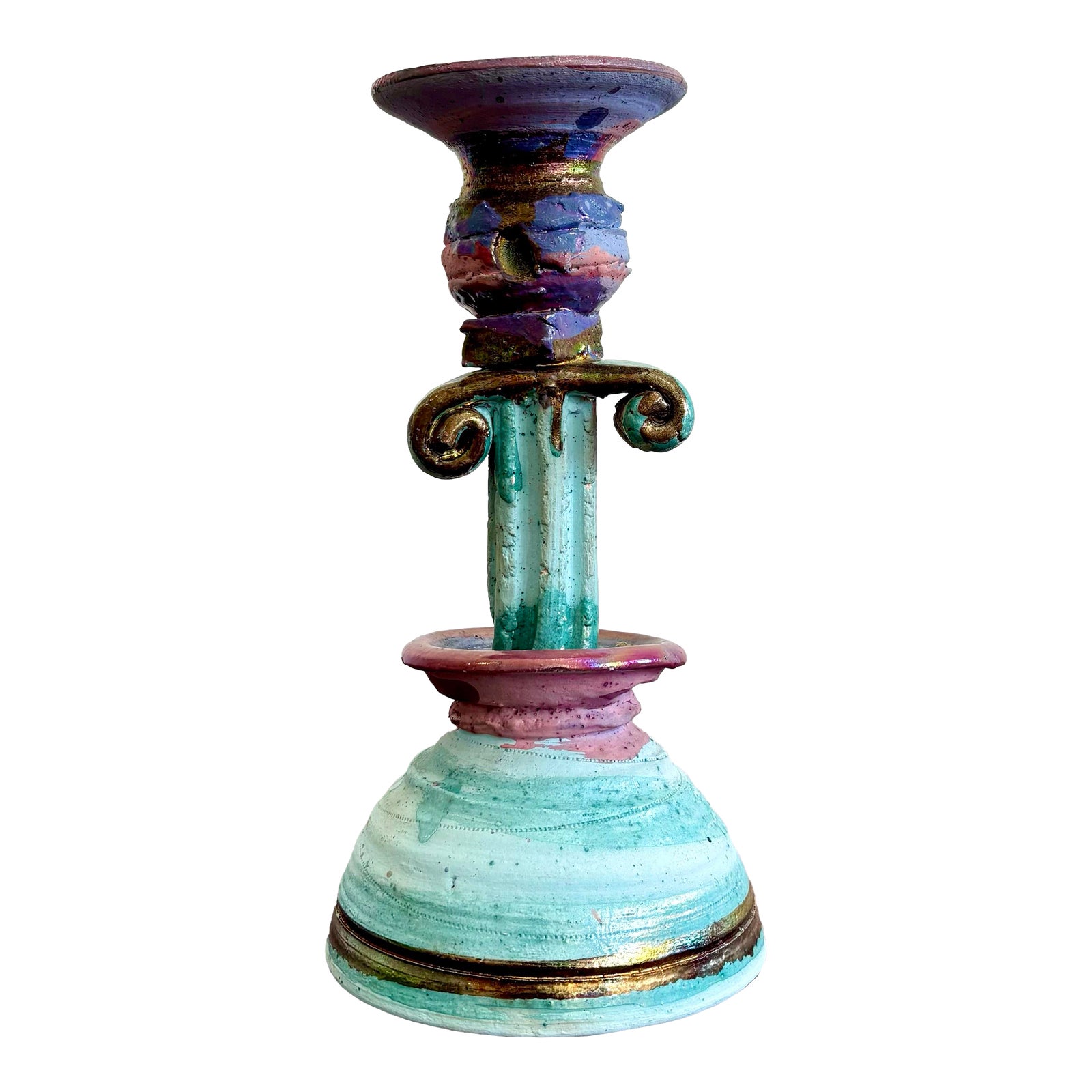 Vintage Boho Chic Studio Pottery Candlestick