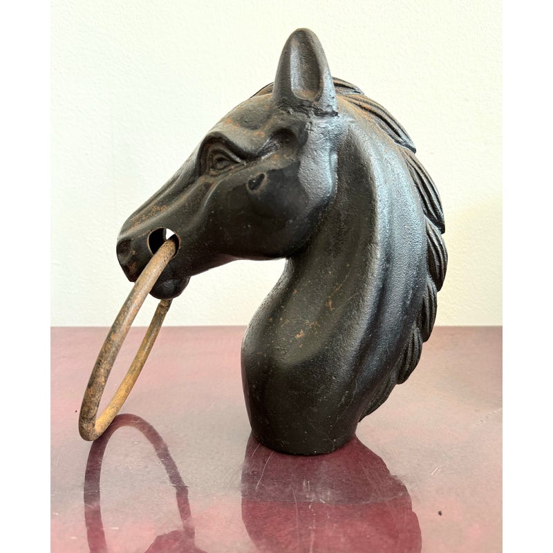 Vintage Cast Iron Horse Head Hitching Post - Top view