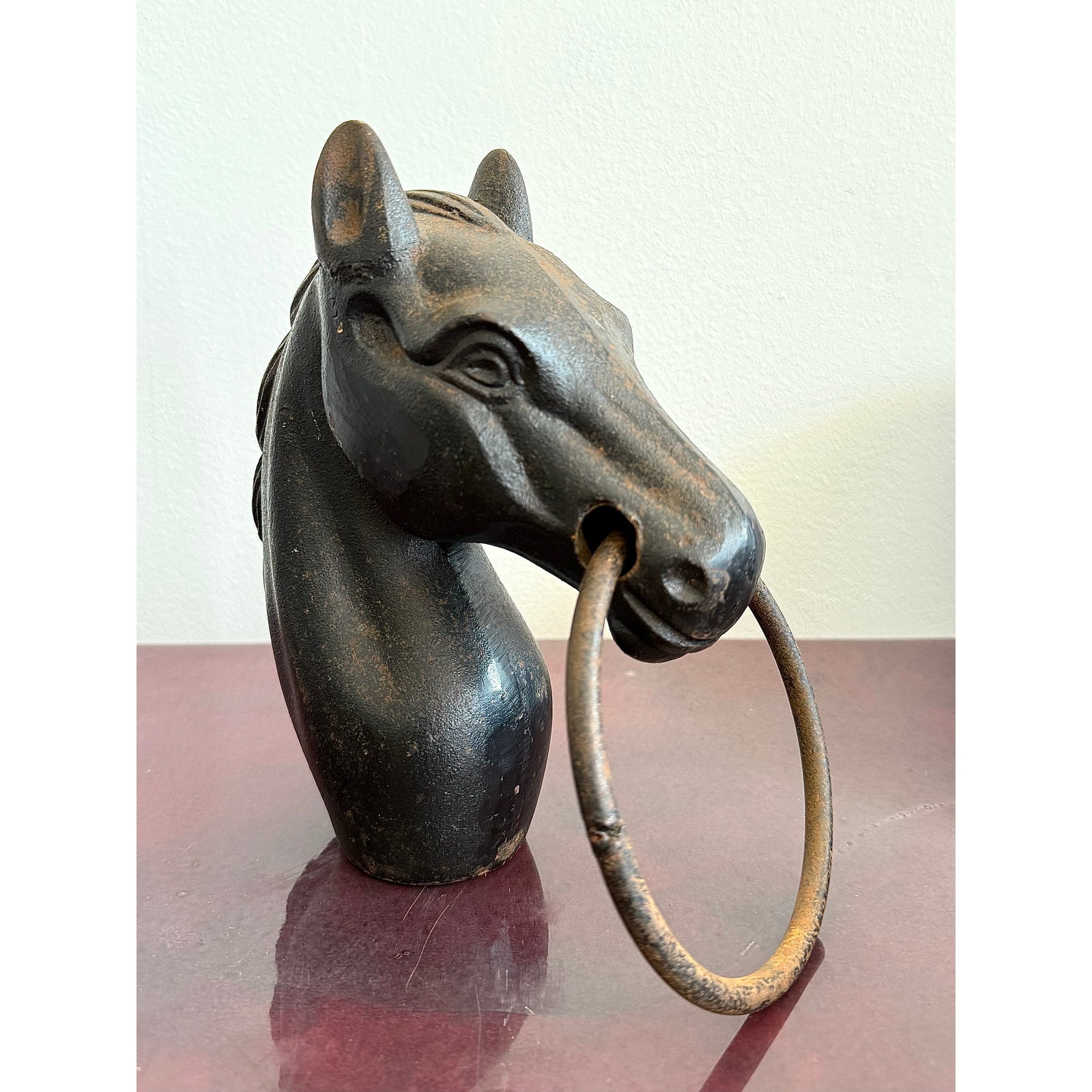 Vintage Cast Iron Horse Head Hitching Post - Detail view