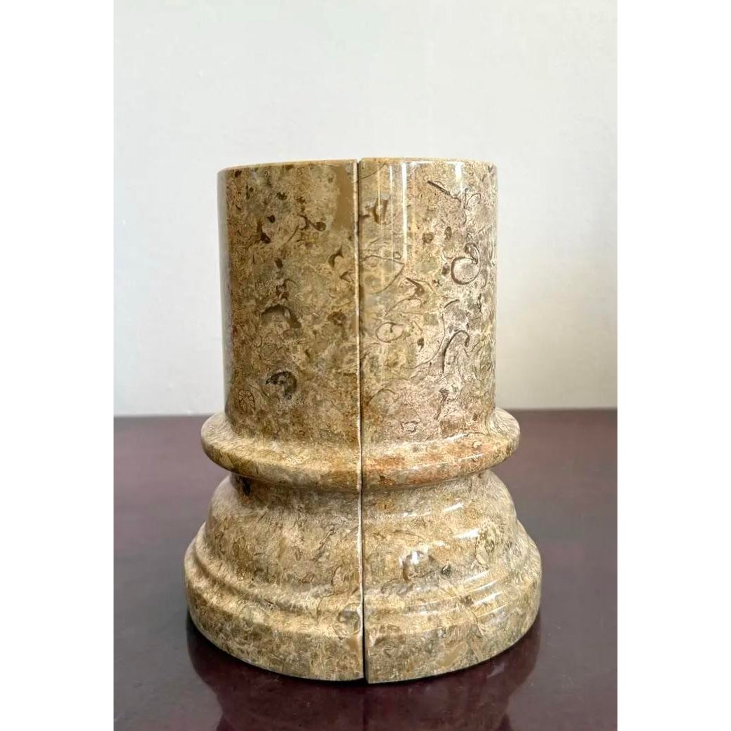 Vintage Marble Column Bookends – Set of 2 - Top view