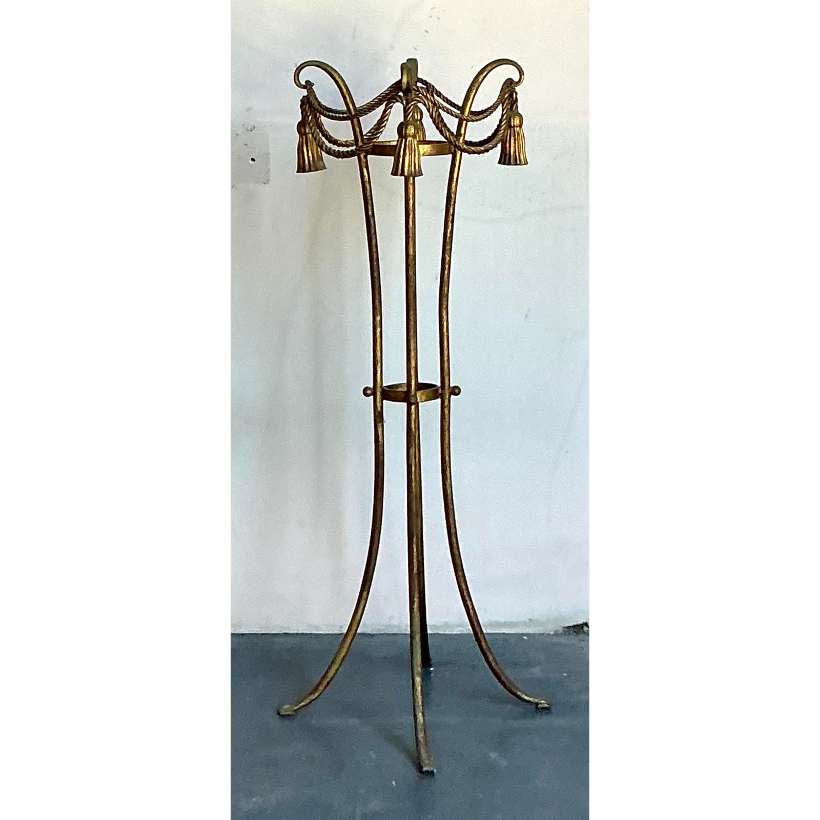 Vintage Regency Tassel and Swag Plant Stand - Side view
