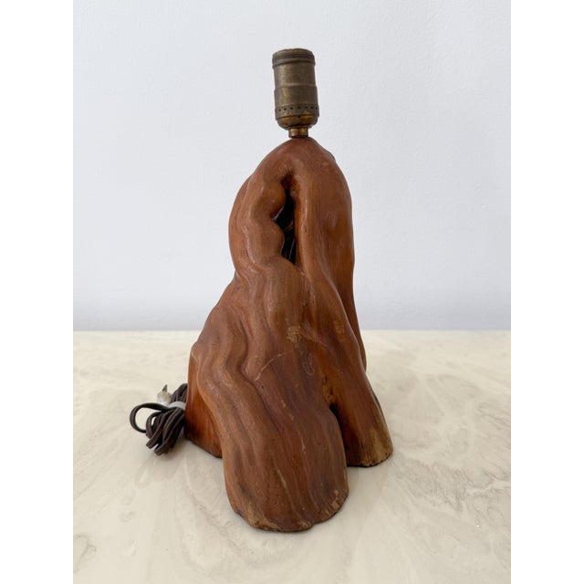 Vintage Boho Redwood Burl Lamp Base - Back view