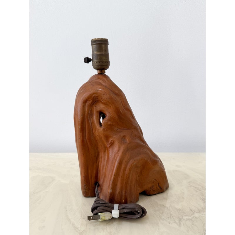 Vintage Boho Redwood Burl Lamp Base - Top view