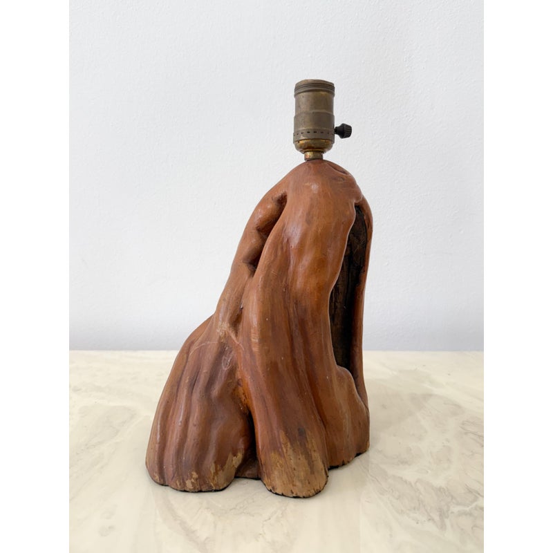 Vintage Boho Redwood Burl Lamp Base - Side view