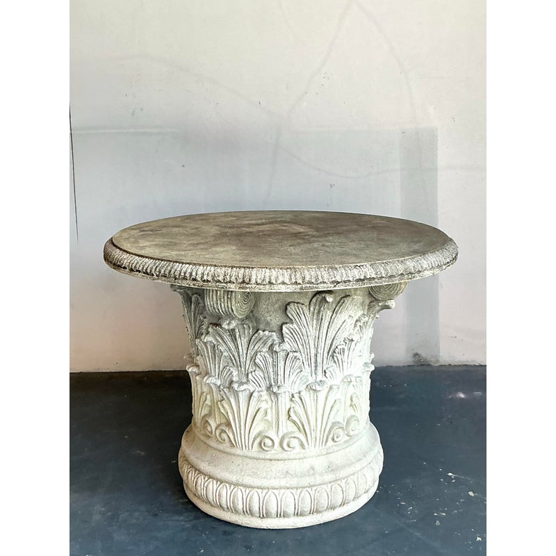Vintage Regency Concrete Coated Resin Garden Table - Side view