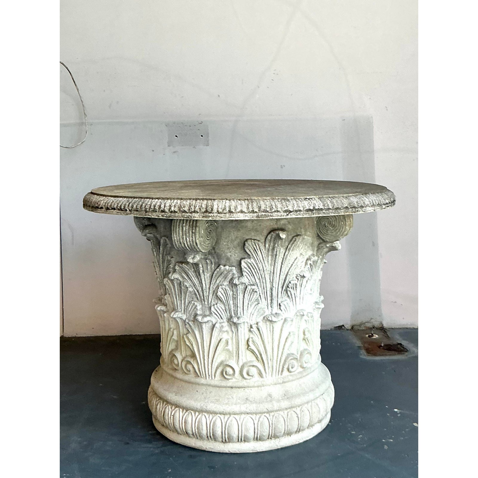 Vintage Regency Concrete Coated Resin Garden Table - Back view