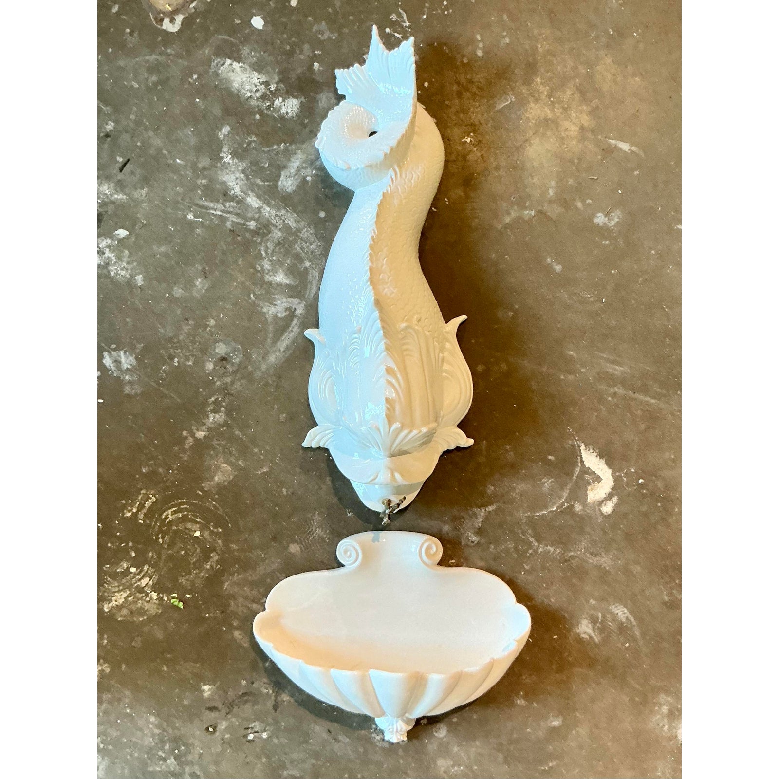 Vintage Italian Glazed Ceramic Koi Lavabo - Back view