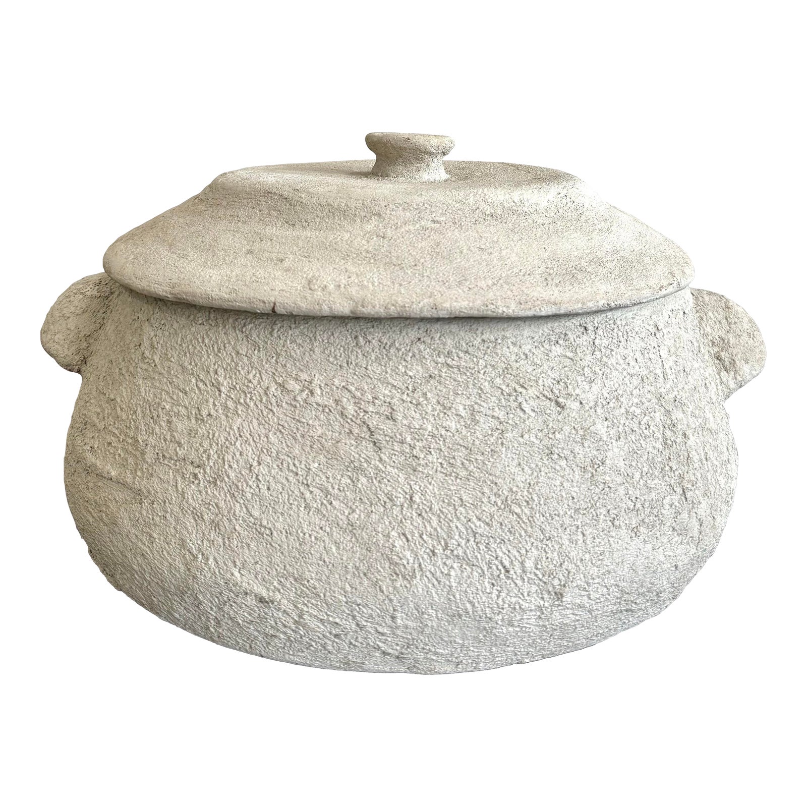 Vintage Boho Monumental Textured Ceramic Lidded Bowl