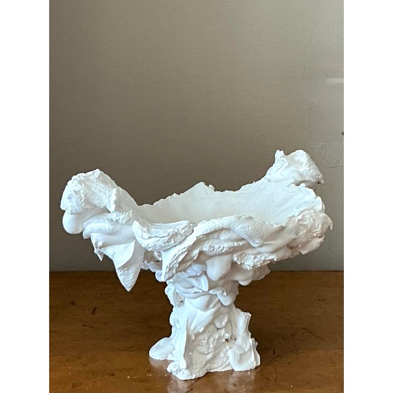 Vintage Boho Plaster Drip Bowl - Side view