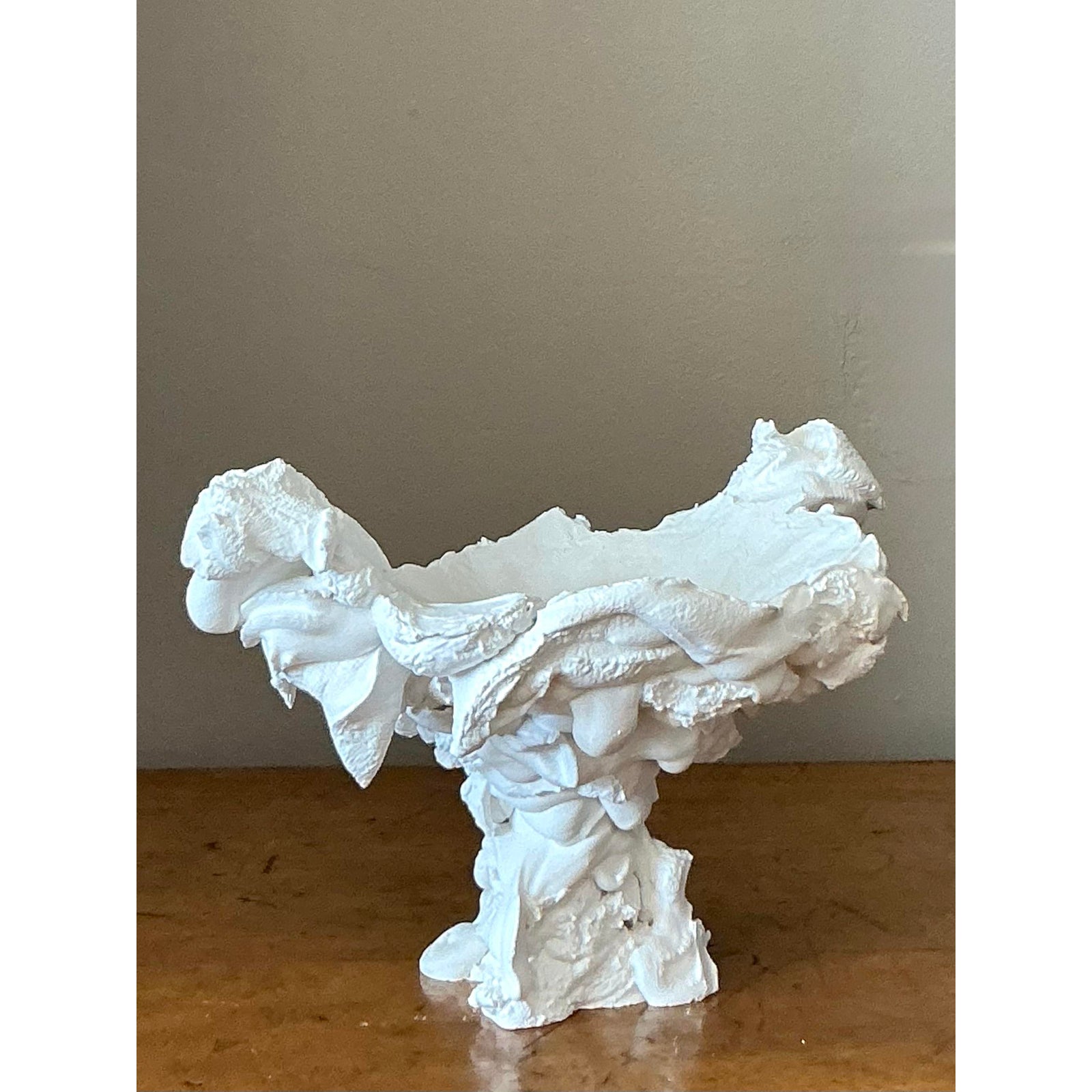 Vintage Boho Plaster Drip Bowl - Top view