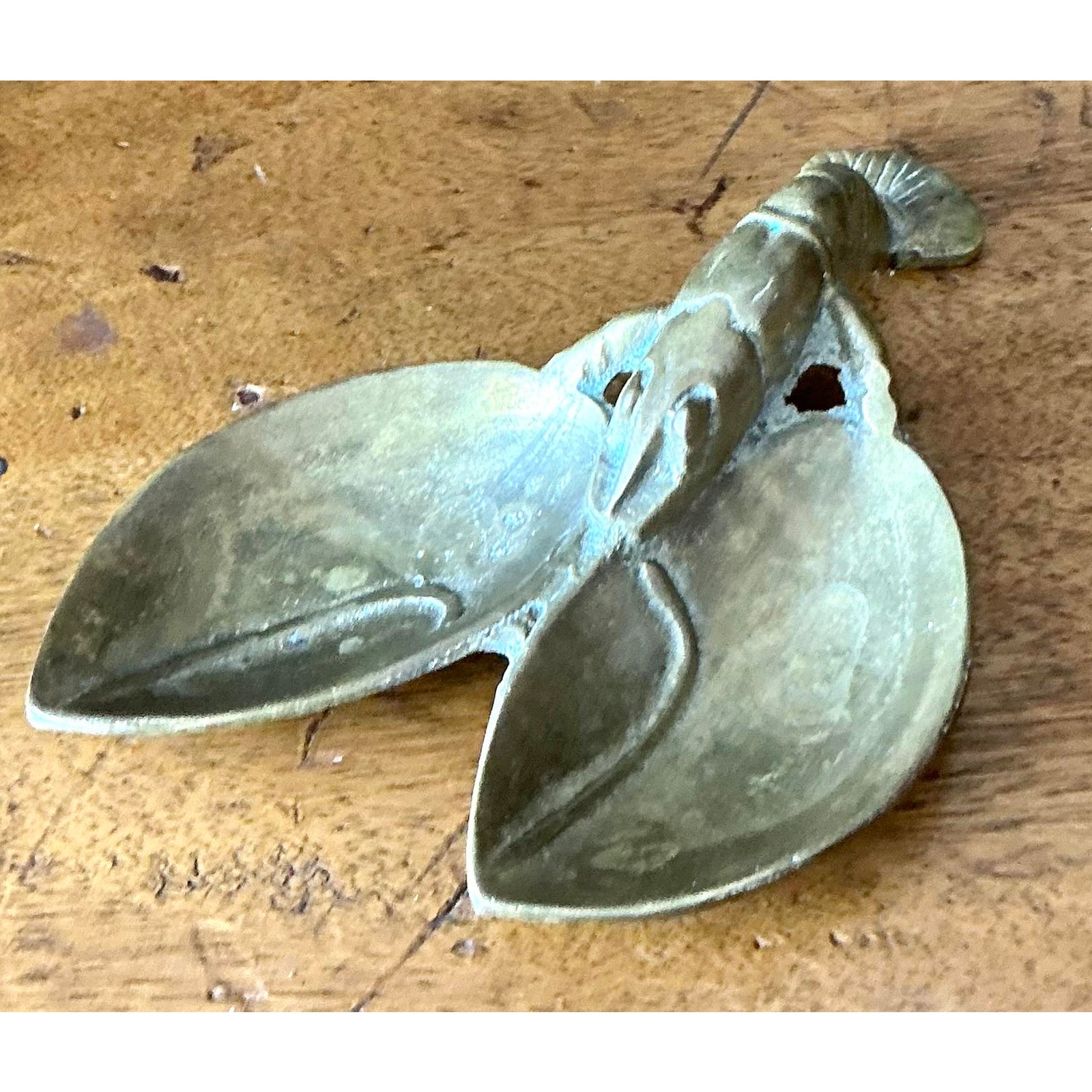 Vintage Coastal Brass Lobster Dish - Side view